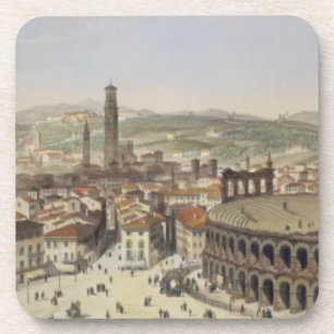 Dessous-de-verre Vue de Vérone, gravée par L. Cherbuin (en de
