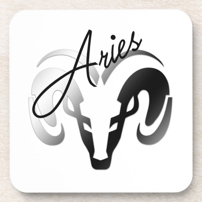 Dessous-de-verre White Aries le bélier Zodiac (Devant)