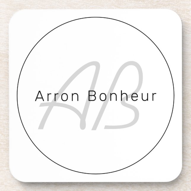 Dessous-de-verre White Grey et Black | Cool Name & Monogram (Devant)