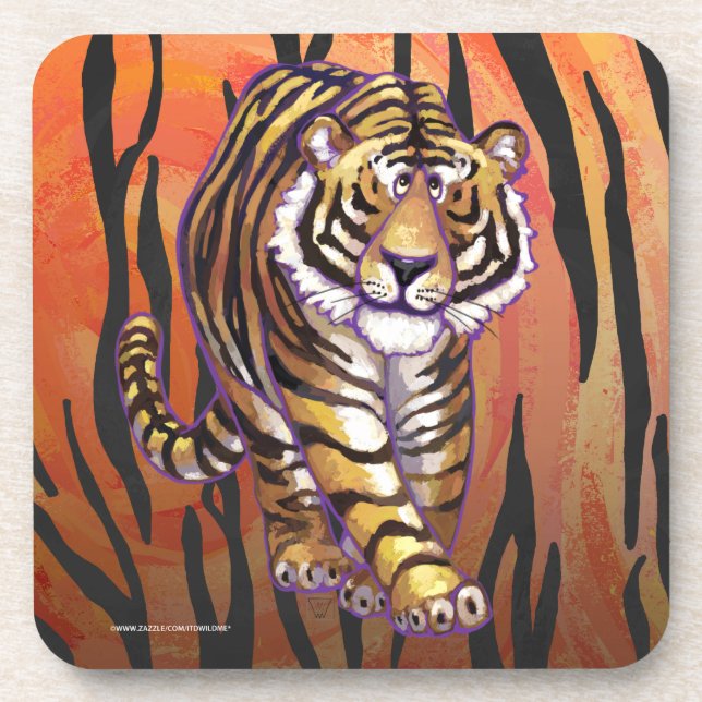Dessous-de-verre Wild Me Tiger Hot orange et noir (Devant)