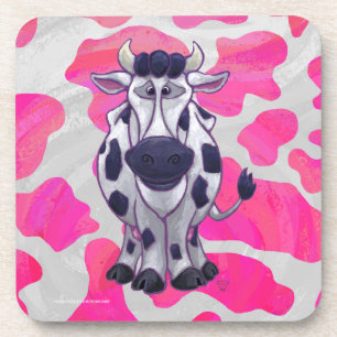Dessous-de-verre Wild Me Vache rose et blanc