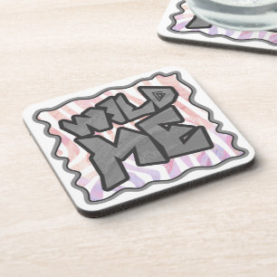 Dessous-de-verre Wild Me Zebra rose et blanc