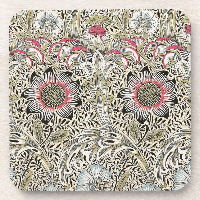 Dessous-de-verre william morris papier peint coq floral (Devant)