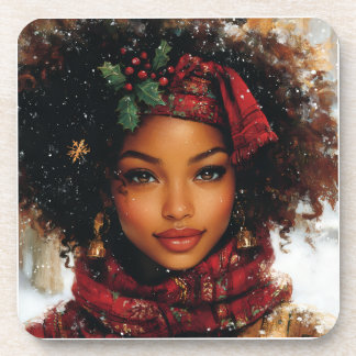Dessous-de-verre Winter Glow Afrocentric Queen – Holiday Art