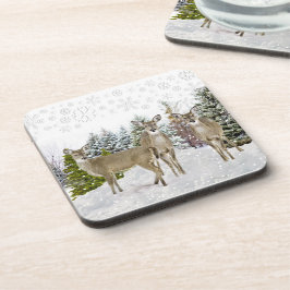 Dessous-de-verre Winter Wonderland avec le cerf de Virginie