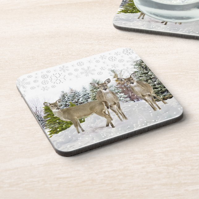 Dessous-de-verre Winter Wonderland avec le cerf de Virginie (Côté gauche)