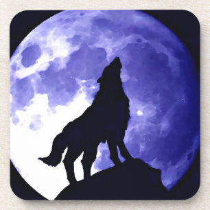 Dessous-de-verre Wolf Silhouette & Pleine lune