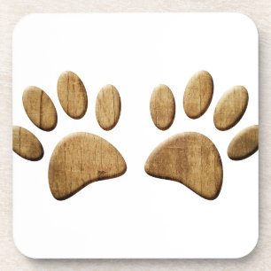 Dessous-de-verre Wood Dog Paw Print