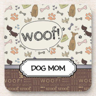 Dessous-de-verre WOOF! Amoureux des chiens - Motif personnalisé de