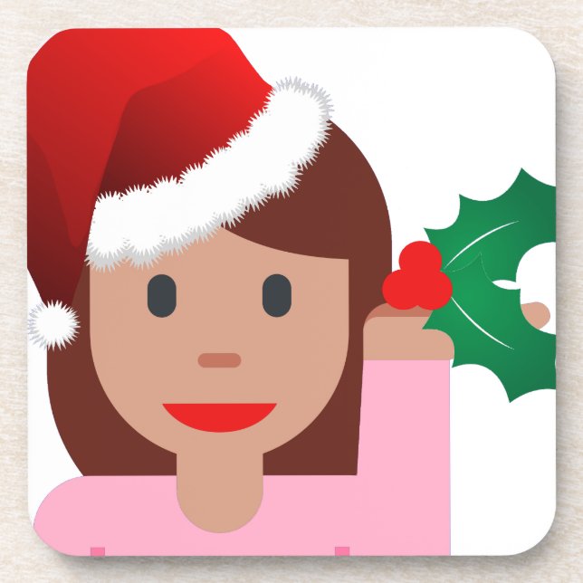 Dessous-de-verre xmas information fille émoji (Devant)