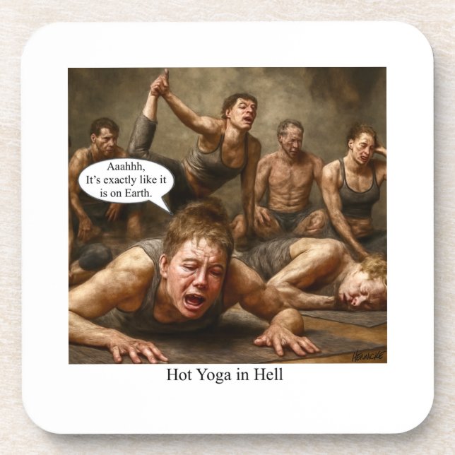 Dessous-de-verre Yoga chaud en enfer. (Devant)