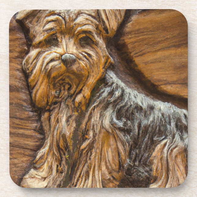 Dessous-de-verre Yorkshire Terrier Faux Bois (Devant)