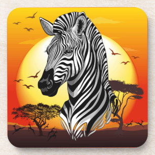 Dessous-de-verre Zebra African Savanna Wild Animal