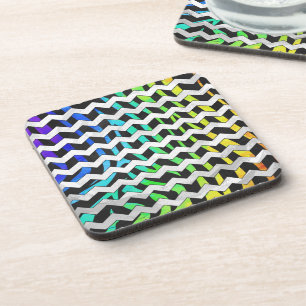 Dessous-de-verre Zebra Chevron noir et arc-en-ciel