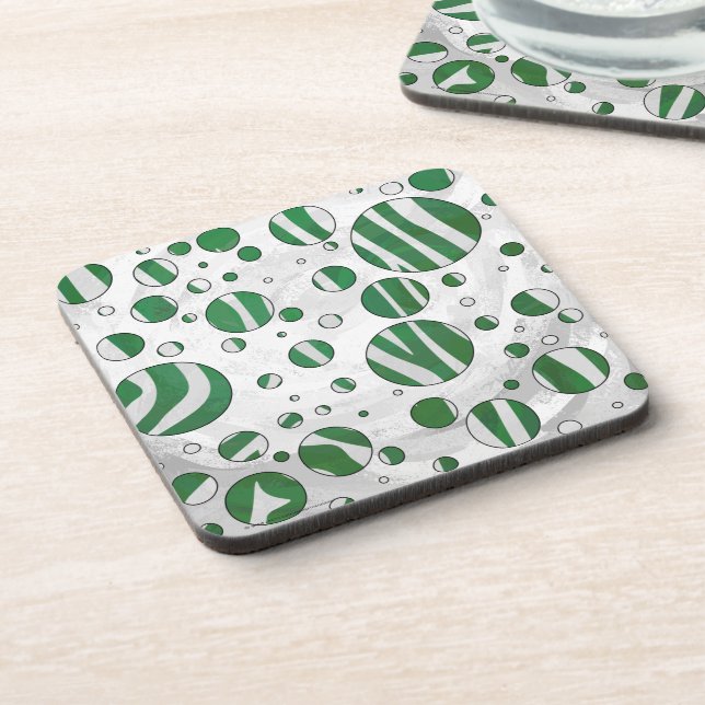 Dessous-de-verre Zebra Green et White Polka Dot (Côté gauche)