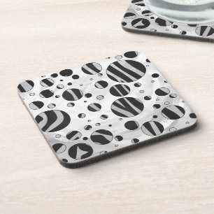 Dessous-de-verre Zebra Polka point noir et gris clair