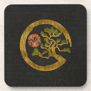Dessous-de-verre Zen Enso Circle et Bonsai Tree Mosaic