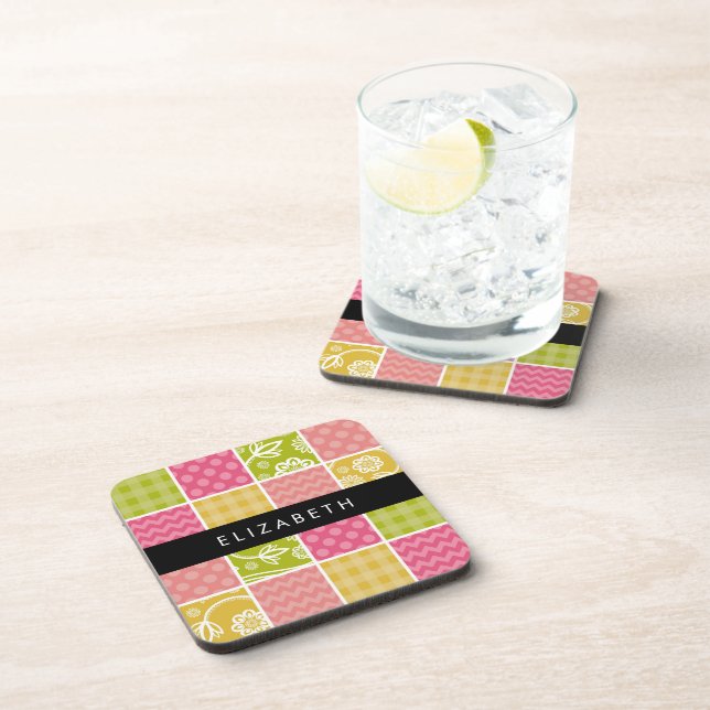 Dessous-de-verre Zigzag, Chevron, Pois, En vichy, Votre Nom (Côté Droit)