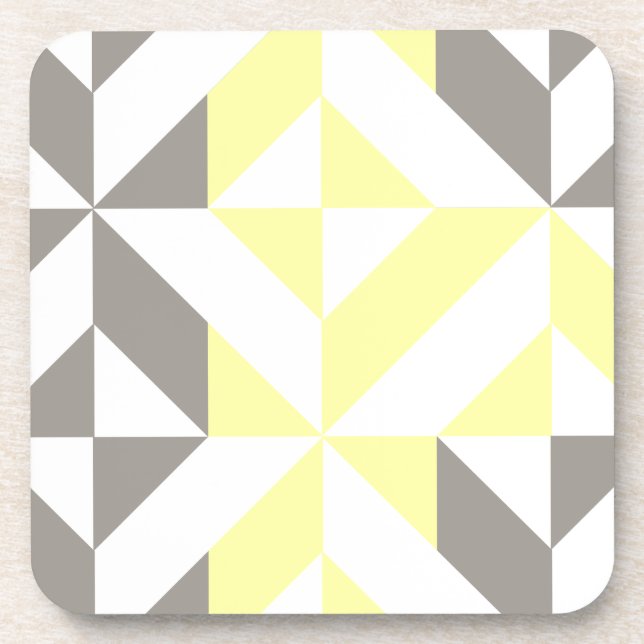 Dessous-de-verre ZigZag géométrique jaune et argent (Devant)