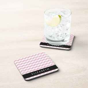Dessous-de-verre Zigzag Rose, Chevron Rose, Motif Vague, Votre Nom