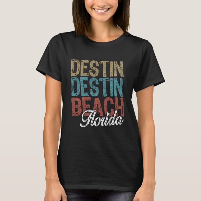 DESTIN BEACH Florida HIBISCUS & SCRIPT Three Tone  T-Shirt (Vorderseite)