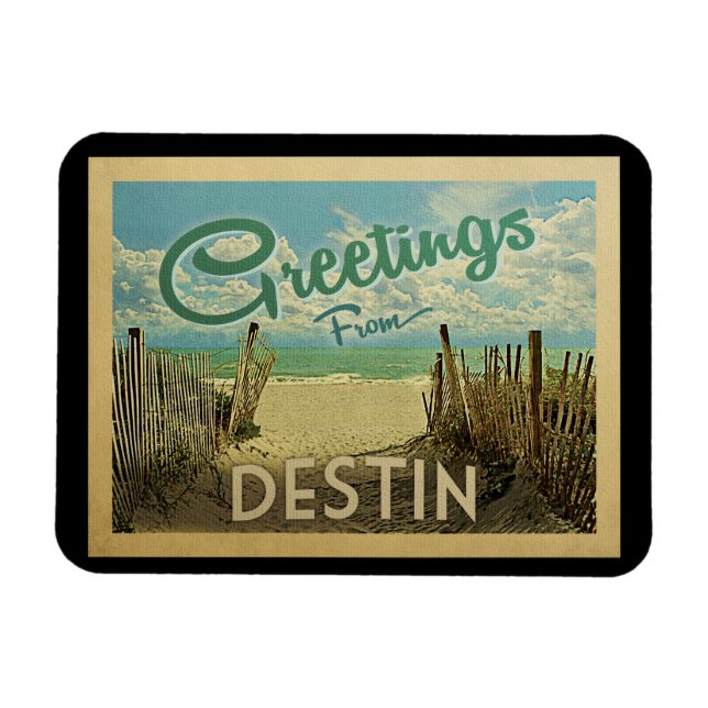 Destin Beach Vintage Travel Magnet (Horizontal)
