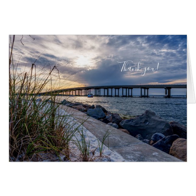 Destin East Pass Sunset Danke Karte (Vorderseite (Horizontal))