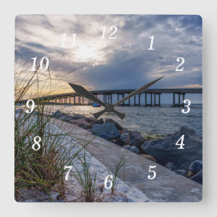 Destin East Pass Sunset Wall Clock Quadratische Wanduhr
