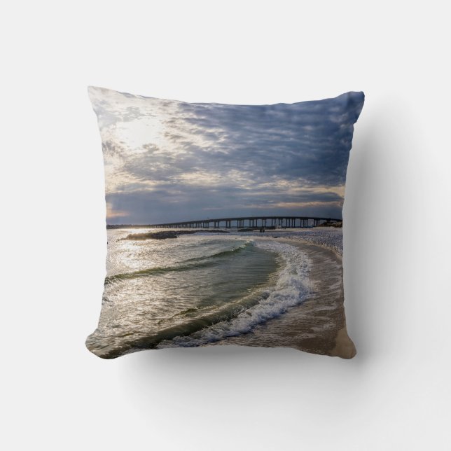 Destin Florida Abend Waves Throw Kissen (Vorderseite)