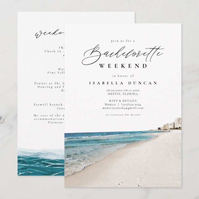 DESTIN Florida Bachelorette Itinerary Schedule Einladung (Vorne/Hinten)