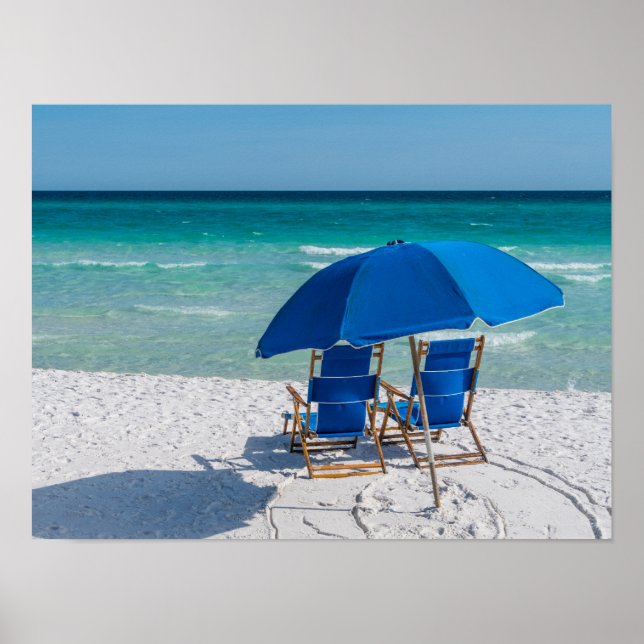 Destin Florida Chaises Et Umbrella Poster (Devant)