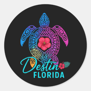 Destin Florida Farbige Schildkröte Sommer Reise Runder Aufkleber