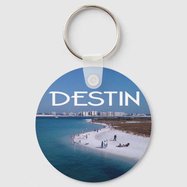 Destin Florida Foto mit Strand und Skyline Schlüsselanhänger (Vorderseite)