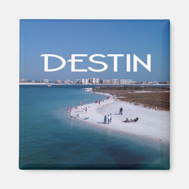 Destin Florida Foto von Strand und Skyline Magnet (Vorne)