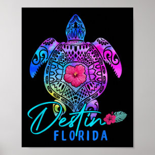 Destin Florida Gefärbte Krawatte Sea Turtle Sommer Poster