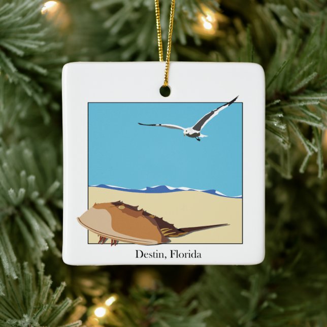 Destin, Florida Horseshoe Crab Sea Gull Beach Keramikornament (Baum)