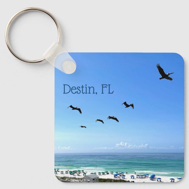 Destin Florida Pelicans Hübsche Meeresfotografie Schlüsselanhänger (Vorderseite)