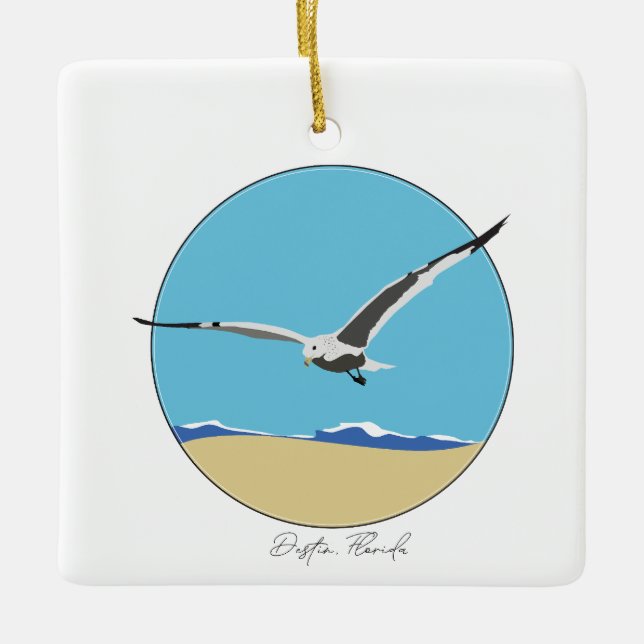 Destin, Florida Sea Gull am Strand Keramikornament (Vorderseite)