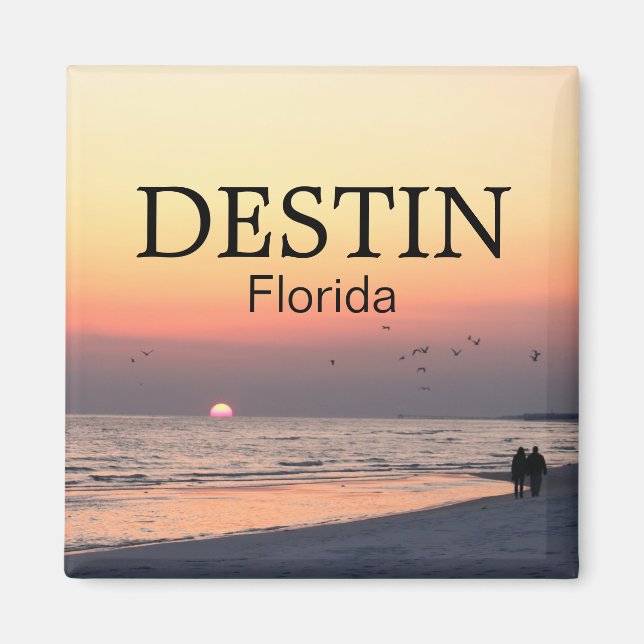 Destin Florida Sonnenuntergang - Couple Walking -  Magnet (Vorne)