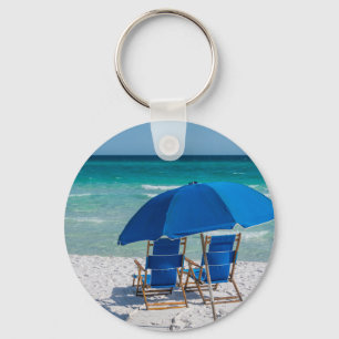 Destin Florida Strandliegen und Sonnenschirm Schlü Schlüsselanhänger