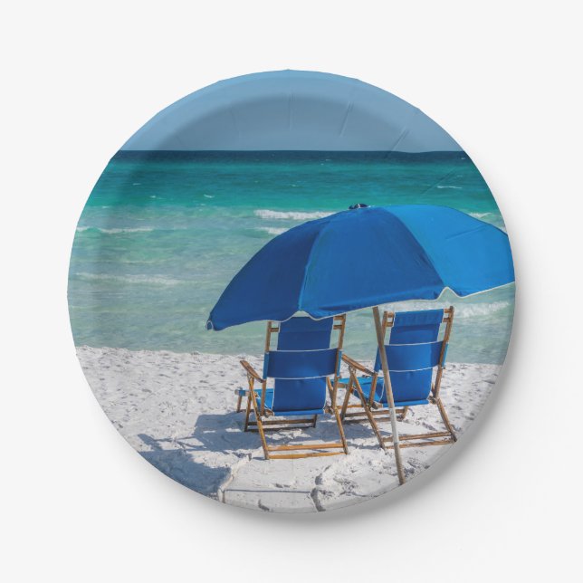 Destin Florida Stühle und Umbrella Paper Teller (Vorderseite)