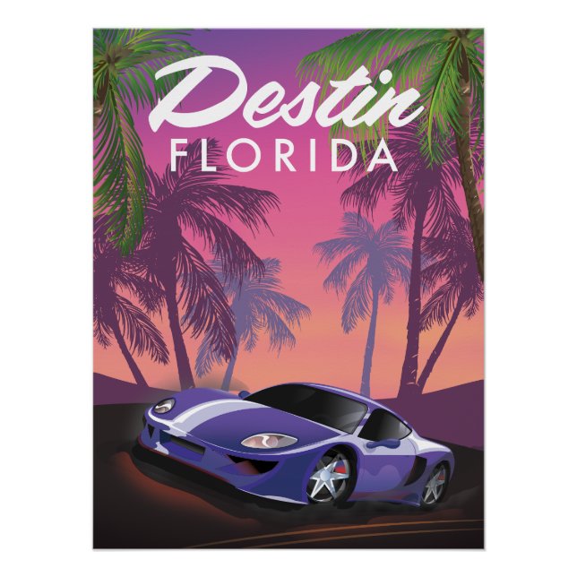Destin Florida USA affiche de voiture de sport. (Devant)