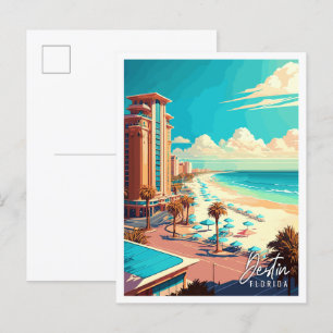 Destin Florida USA Vintage Illustration Postkarte