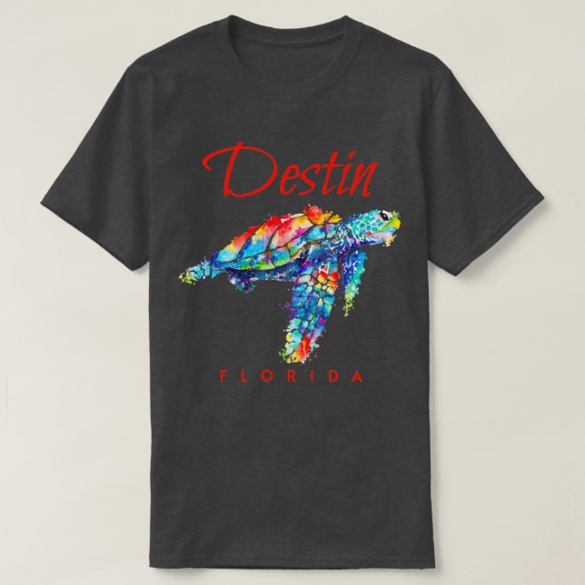 Destin Florida Watercolor Sea Turtle T-Shirt (Design vorne)