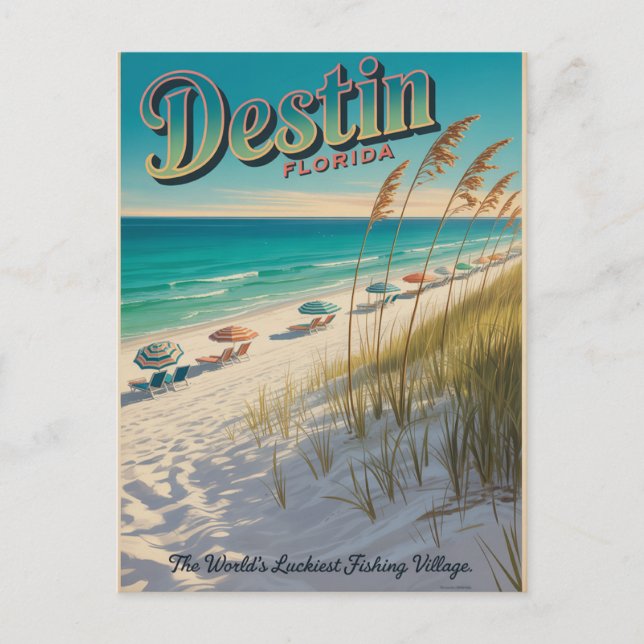 Destin Florida World's glücklichstes Fischerdorf Postkarte (Vorderseite)