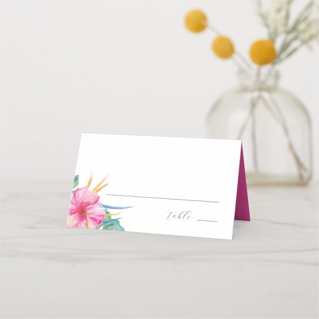 Destin Mariage Cartes de Place Tropical Rose Fleur (Devant)