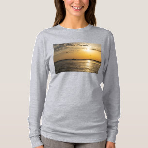 Destin-Sonnenuntergang und Hubschrauber Langarm-T- T-Shirt
