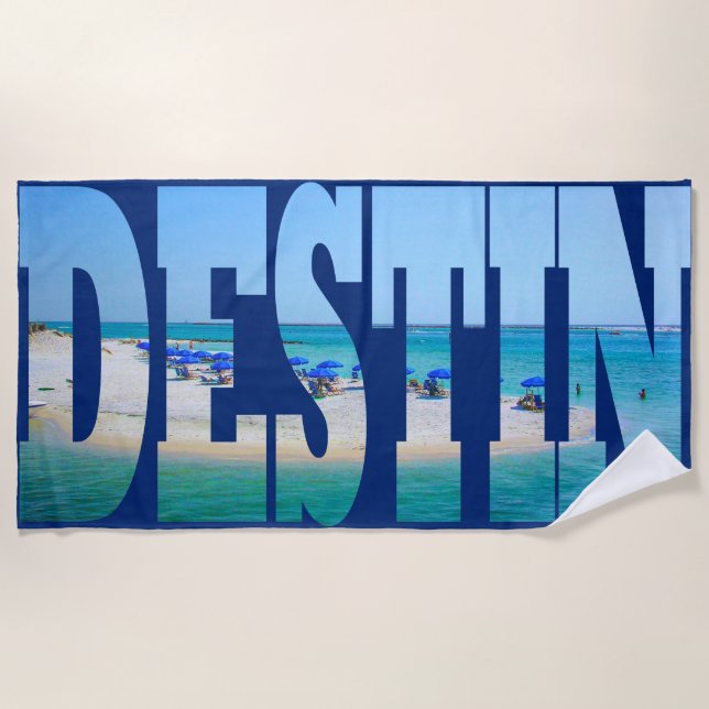 Destin Strand-Florida-Foto-Typografie modern Strandtuch (Vorderseite)