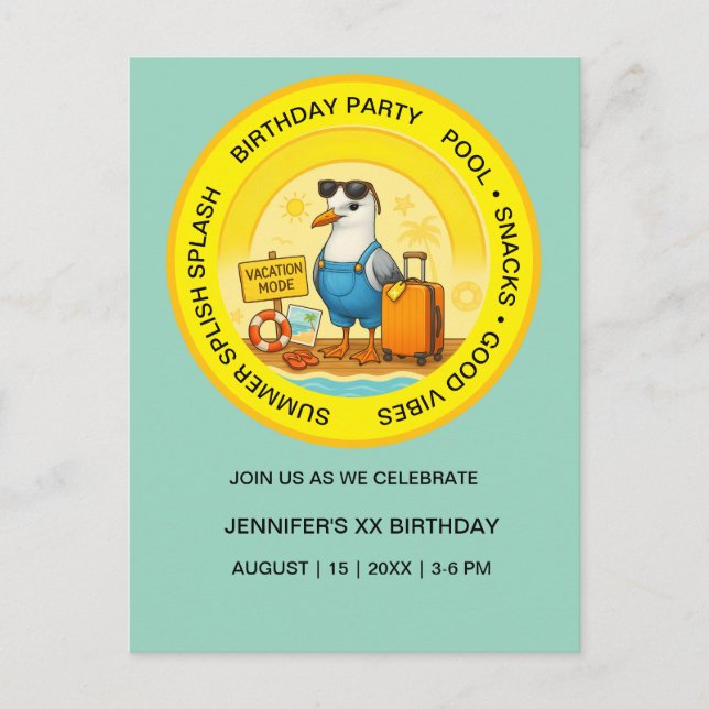 destination amusante et ensoleillée invitation de  (Devant)