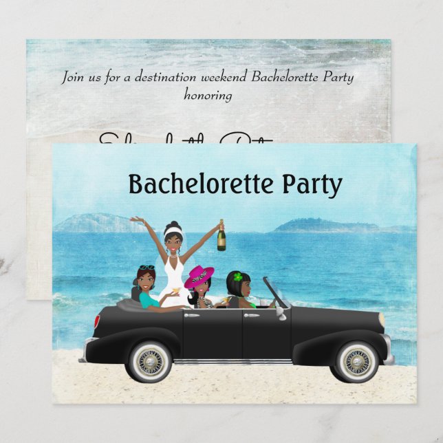 Destination Beach Hochzeit Junggeselinnen-Abschied Einladung (Vorne/Hinten)